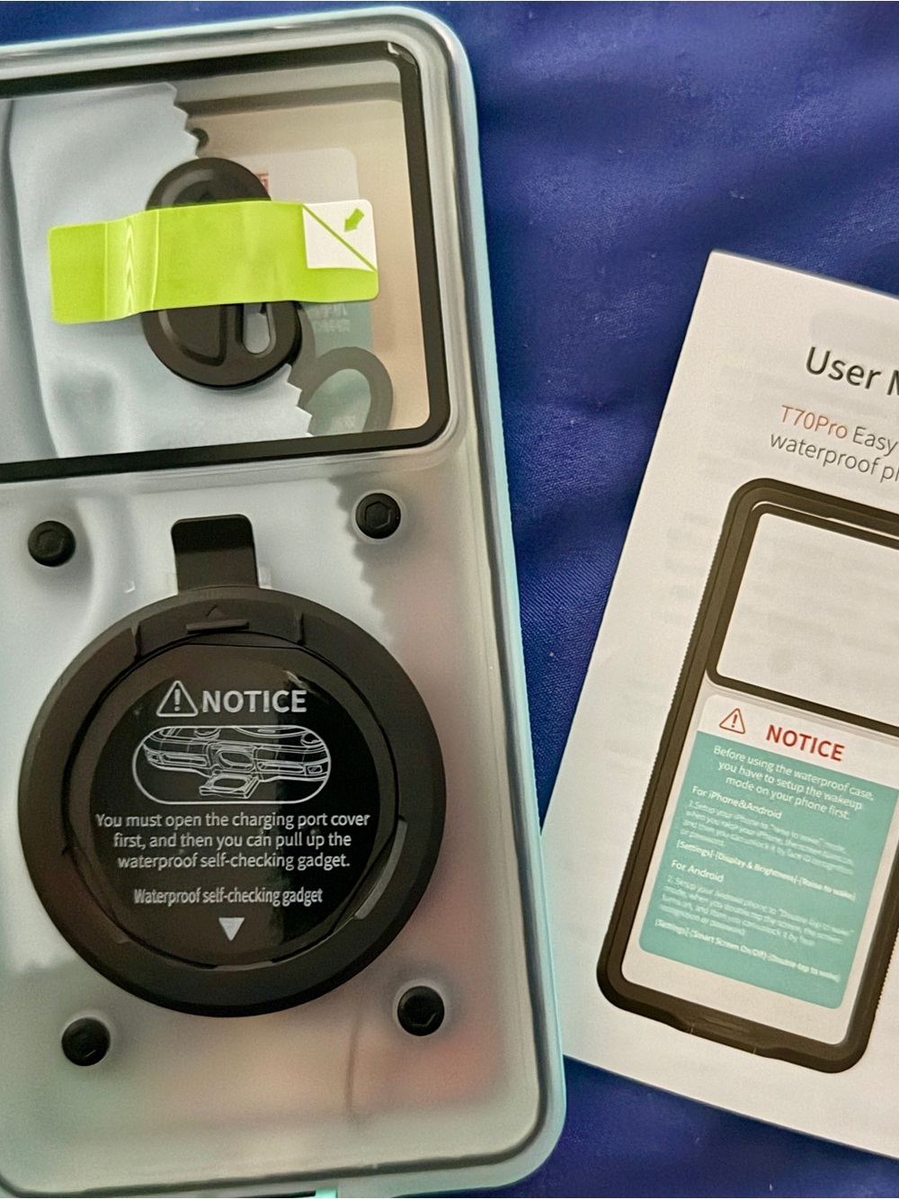 AC/DC Waterproof Phone Case with Black Mounting Ring and Neon Green Seal